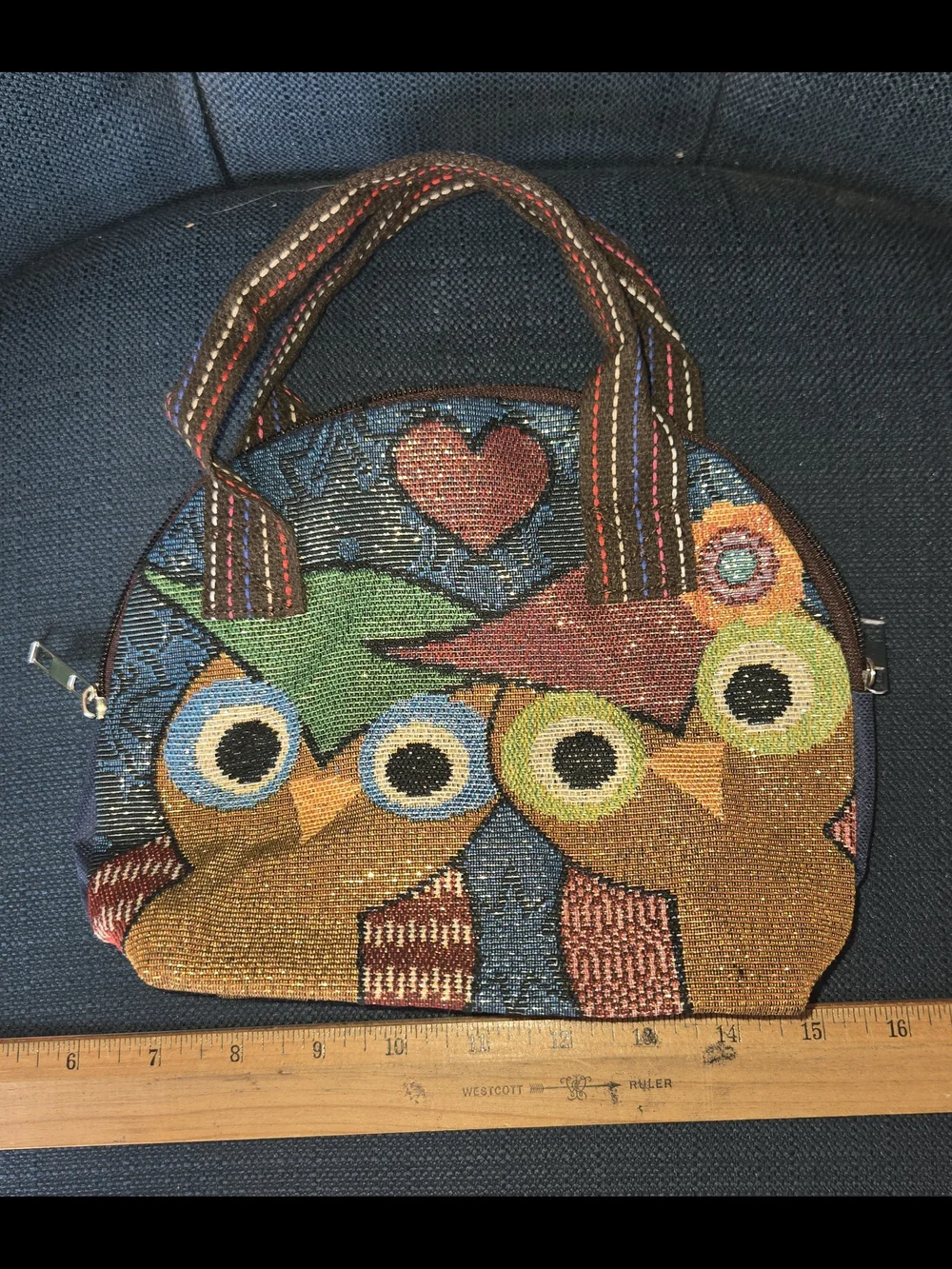 Whimsical Owl Tapestry Cosmetic Bag in Multicolor